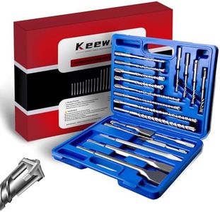 19-Piece SDS Plus Hammer Drill Bits for Concrete and Chisels Set, Cross Carbide Tip Masonry Drill Bit Set, Heavy-Duty Concrete Drill Bits for Brick & Stone, Storage Case Included