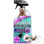 Aviro Spider Repellent - Fast Acting Spider Killer Spray. Professional Grade Insect Spray For Immediate Control Against Spiders & Crawling Insects. Indoor & Outdoor Spider Spray Large 1 Litre Bottle