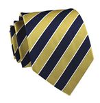 Secdtie Men's Classic Stripe Jacquard Woven Silk Tie Formal Party Suit Necktie (One Size, Yellow Navy)