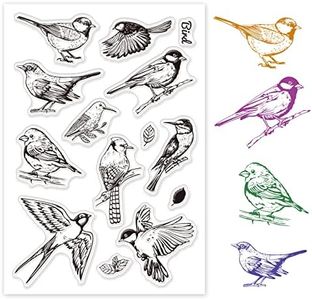 ORIGACH Realistic Birds Clear Stamps TPR Transparent Stamps with Acrylic Stamping Block for Card Making Decoration and DIY Scrapbooking