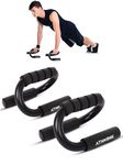 Athmonk Push Up Bar Double Handle Steel For Home Gym Exercise Equipment Men & Women - Parallel Pair Set Kit - Foam Grip - Calisthenics Workout Handstand - Portable - Toned Chest Upper Body Strength