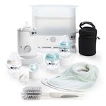 Tommee Tippee Complete Feeding Set, Electric Steam Steriliser with Insulated Bottle Bag, Newborn Self-Sterilising Baby Bottles and Easiwarm Bottle Warmer, White