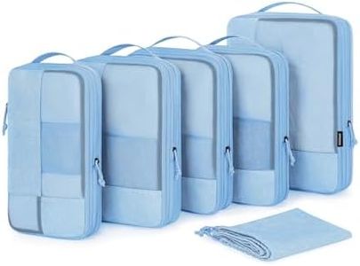 BAGSMART Compression Packing Cubes for Suitcase, 6 Set Travel Packing Cubes for Luggage, Compression Travel Cubes & Suitcase Organizer for Packing with Shoe Bag, Blue