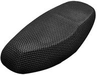 Motorcycle Seat Cover 3D Honeycomb Sunscreen Heat Insulation Seat Spacer Mesh Fabric Breathable Anti-Slip Cushion for Scooter Moped Black (XL)