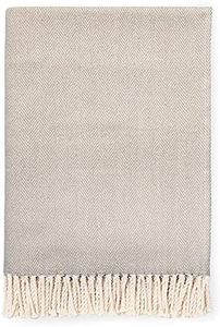 Sferra Celine Herringbone, 100% Cotton Throw Blanket - Mushroom
