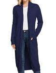 GRACE KARIN Womens Long Sleeve Open Front Long Maxi Cardigan Longline Duster Coat(XL,Royal Blue)