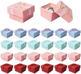 24 Pack Jewellery Ring Gift Boxes, 4 x 4 cm Ring Boxes Bulk with Lids and Bow-knot, Small Gift Boxes for Jewellery Rings Earrings, Assorted Colors
