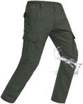 Qynthz Men's Tactical Pants Water Resistant Ripstop Cargo Pants Lightweight EDC Outdoor Hiking Pants 10 Pockets Work Pants Army Green 32W x 34L