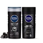 NIVEA Men Shower Gel, Deep Impact Cleansing Body Wash, Men, 250ml And NIVEA Men Shower Gel, Active Clean Body Wash, Men, 250ml