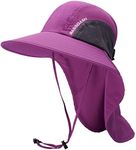 BASSDASH UPF 50+ Unisex Water Resistant Wide Brim Sun Hat with Large Neck Flap Ponytail Fishing Hat for Men Women, Purple Orchid, One Size