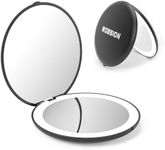 wobsion Led Compact Mirror, 1x/10x Magnification Compact Mirror with Light,Handheld 2-Sided Pocket Mirror,Travel Makeup Mirror,3.5in Compact Mirror for Purses,Small Mirror for Handbag,Black