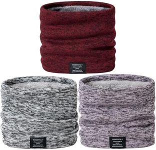 ICOOCI 3-Pack Fleece Neck Warmer: Windproof knit gaiter for men/women. Double-layer fleece for skiing & outdoor activities.