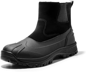 NORTIV 8 Mens Slip on Winter Boots Waterproof Rain Boot for Outdoor SNSB232M BLACK Size 10