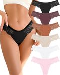 ALL OF SHE Seamless Underwear Women Pack Thongs for Women No Show Sexy Breathable Panties Ladies Lace Thong 6 Packs XS-XL