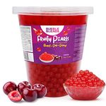 Bubble Blends Cherry Popping Boba (1kg) - Boba Balls with Real Fruit Juice - 100% Fat-Free (Serves 10) - Boba Pearls for Bubble Tea, Drink Sinkers or Dessert Toppings