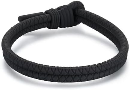 Metzm Adjustable Silicone Nautical Surfer Braided Rope Bracelet for Men Women - Waterproof Rubber Sports couples Bracelets Gifts for Teen Boys Girls, Adult, no gemstone, Black