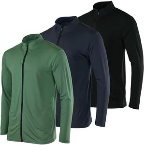 3 Pack: Men’s Big and Tall King Size Plus Quick Dry Fit Long Sleeve Full Zip Up Workout Running Jacket Sports Casual Outdoor Active Athletic Track Hybrid Golf Windbreaker Sweatshirt- Set 6, 4X Tall