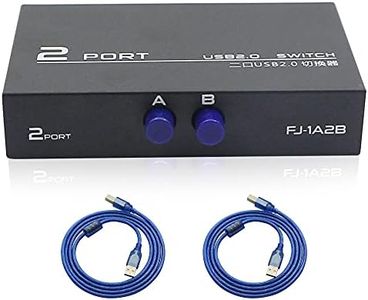 QIANRENON Printer Sharing Switch, 2-Port USB 2.0 Switch Adapter for USB Device Port Sharing Between 2 Computers (2 Switch),with 2 Pack USB 2.0 Male Cable