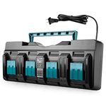 4Port 18V DC18SF Replace for Makita Battery Charger for Makita 14.4-18V Lithium Battery BL1830 BL1840 BL1850 BL1860 BL1815 BL1430 Replace DC18SF DC18RC DC18RD DC18RA for 18V Makita Charger