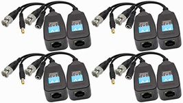 AAOTOKK Video Balun RJ45 to BNC Transceiver Transmitter HD-CVI/TVI/AHD/CVBS with DC Power Connector for 1080P 3MP 4MP 5MP 8MP CCTV Security DVR Surveillance Camera System (4Pairs)