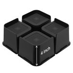 JONHWI Bed Risers, Oversized Furniture Risers, 4 inch Raise Blocks for Bed Couch Desk Sofa Table Lifts, Furniture Legs Lifters Support up to 6000 Lbs (Black, 4 Pack Set)