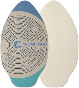 LINGVUM Skimboard with EVA Grip Pad and High Gloss Clear Coat, Wooden Skim Boards for Kids Young and Adults, 35 in, Blue&Teal