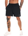 MOVEUP Men's Workout Running Shorts Quick Dry Active Gym Training Sport Lightweight Shorts for Men with Zippered Pockets Black