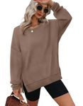 XIEERDUO Womens Oversized Sweatshirts Casual Crewneck Pullover Long Sleeve Shirt Comfy Fall Clothing Trendy 2024 Coffee M