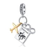 GMXLin Passport Travel Charm for Pandora Bracelets Gold Plated Airplane Infinity Dangle Bead for Women Family Grandma Mom Sister Holiday Birthday