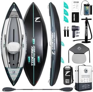TIDETREK Inflatable Touring Kayak 1-Person & 2-Person with Waterproof Seat & Full Accessory Kit, Lightweight Recreational Kayak for Lake, River & Fishing (Storm Edge, 1-Person(Single))