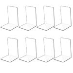 Kioneer 4 Pairs Acrylic Bookends Clear Book Ends, Plastic Non-slip Bookend Bedroom Library Office School and Desktop Organizer