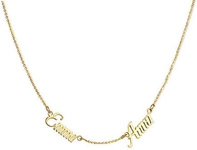 GR35Z9 2 Name Necklace Personalized Necklace Gold Chain for Women
