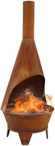 Sunnydaze 6-Foot Rustic Oxidized Cold-Rolled Steel Mexican-Style Chiminea - Rust Patina - Built-in Wood Grate