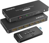 HDMI Switch 5 In 1 Out, HDMI Splitter 4K with Remote Auto HDMI Switcher Supports 4K 3D UHD, Switch HDMI Splitter for PS5, PS4, PS3, DVD, Blu-ray, Xbox, Fire Stick, Roku, PC, TV