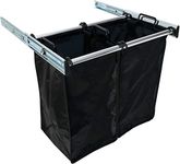 TAG Hardware Full Extension Pullout Laundry Hamper with Removable Bag Polished chrome (24" W 2 removable small bags)