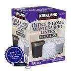 Worldwide Nutrition Bundle Compatible with Kirkland Signature Wastebasket Liner Bags for Trash Can - Made in USA and Unscented - 1 Pack, 500 Counts of 10 Gallon Clear Trash Bags with Key Chain