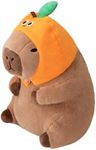 Ditucu Cute Capybara Plush Pillow with Wearable Orange Hat Stuffed Animals Capibara Plushies Toys Gifts for Kids 11 inch