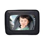 Dreambaby Backseat Mirror Baby Rear Full View Black, Extra Large Wide Angle View, Shatterproof Safe for Toddlers - Model F291