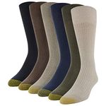 GOLDTOE Men's Stanton Crew Socks, Multipairs, Khaki Marl Assorted, X-Large