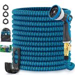 WeiKuoKA Expandable Garden Hose 100FT Water Hose with 10 Function Nozzle,Solid Brass Fittings with Leakproof Lightweight Retractable Hose, Extra Strength 3750D Durable Gardening Flexible Water Pipe