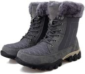 NANXIN&LOVE Men's Snow Boots Warm Faux Fur Winter Boot Lace Up Casual Outdoor Hiking Boots Fashion Comfort, Grey-b, 11