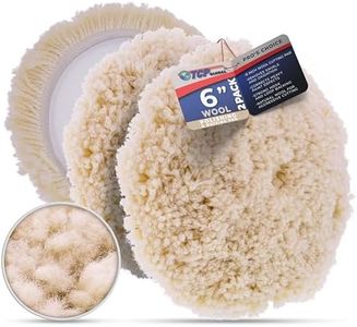 TCP Global 6" 100% Wool Hook & Loop Grip Buffing Pad for Compound Cutting & Polishing (Pack of 2)
