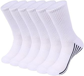 SPST Athletic Active Crew Socks, Womens Soft Comfort Thin Cushioned Breathable Odor Resistant Moisture Wicking Outdoor Golf Soccer Hiking Trekking Running Walking Long Socks, 6 Pair White S