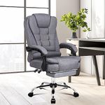 ALFORDSON Office Chair Ergonomic Computer Chair with Footrest Executive Fabric Home Desk Chair High Back Recliner Chair Grey