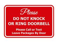 Signs ByLITA Classic Framed Please Do Not Knock Or Ring Doorbell Wall or Door Sign - Easy Installation | Mail Delivery Instruction | Do Not Disturb (Red) - Large 1 Pack