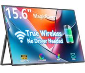 Wireless Portable Monitor with 8000mAh Battery, 15.6" 1080P Second Screen for Home & Office, AirPlay & Miracast Casting, No Cables or Drivers Needed, Up to 5 hrs Use, Works with Laptop & PC & Phone