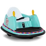 COSTWAY Kids Bumper Car, 360-Degree Rotation Spin Children’s Waltzer Cars with Joystick, Remote Control, Colorful Flashing Lights and Music, Battery Powered Ride on Toy for Boys Girls (Green)