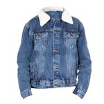 NOROZE Boy’s Trucker Denim Jacket Detachable Sherpa Collar Washed Denim Classic Western Style Jean Coat (11-12 Years, Denim Blue)