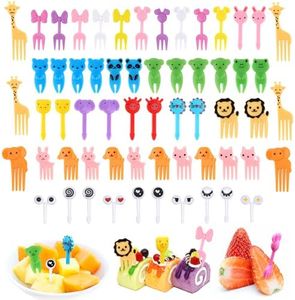 60 PCS Palillos de Dientes de Animales, MXTIMWAN Palillos para Niños Frutas, Mini Tenedores Infantiles Reutilizables de Frutas, Niños de Dibujos Animados para Lonchera Fiesta té Cumpleaños Colegio