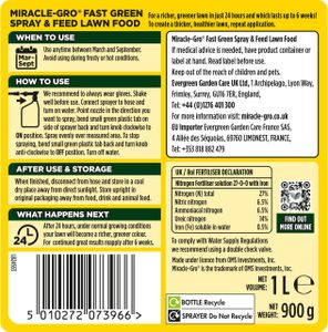 Miracle-Gro EverGreen Fast Green Liquid Lawn Feed, 1 Litre